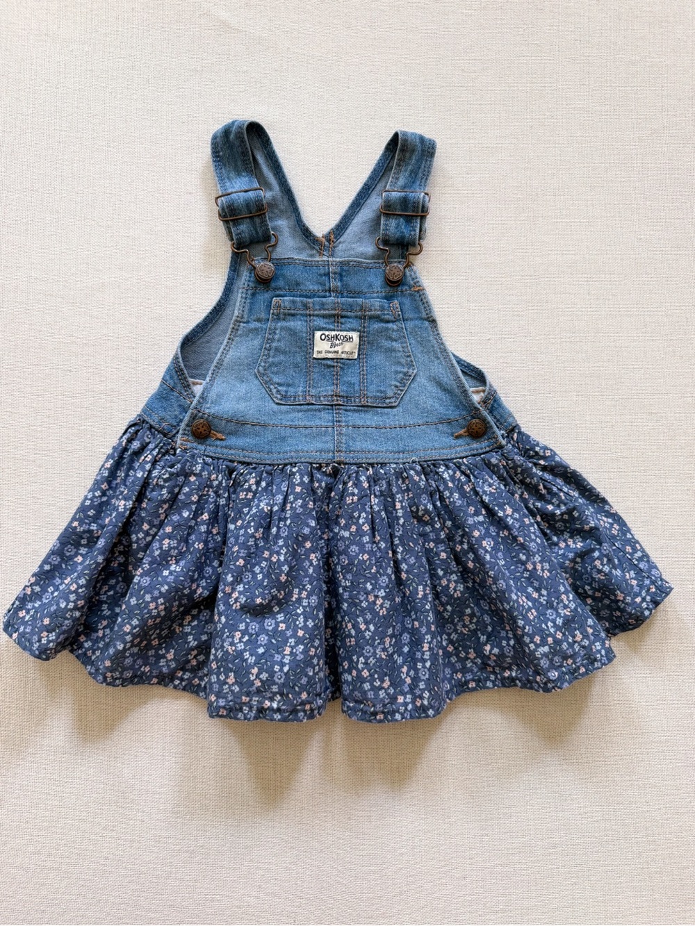 Oshkosh B'Gosh Floral Print Dressall Overall Dress Cotton